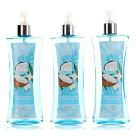 Coconut Fantasy by Body Fantasies, 3 x 8 oz Fragrance Body Spray for Women