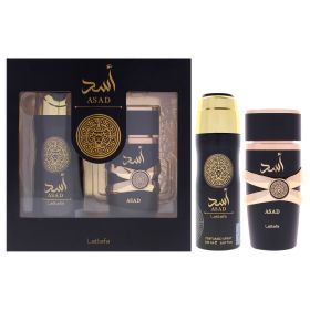 Asad by Lattafa for Unisex - 2 Pc Gift Set 3.4oz EDP Spray, 6.7oz Deodorant Spray