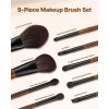 9-Piece Makeup Brush Set for Foundation Blending Eyeshadow, Professional Makeup Brush Kit with Soft Natural Wool & Vegan Synthetic Bristles