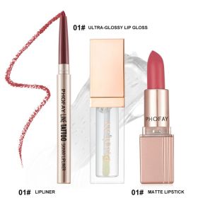 PHOFAY Ultra-Glossy Lip Gloss Matte Lipstick Lipliner (Option: 01Set)