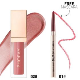 PHOFAY Lipliner And Ultra-Glossy Lip Gloss (Option: 02 01Set)