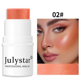 Lazy People's High Gloss Face Repairing And Sun Drying Rouge Pearl Powder Blusher Cream Powder Blusher Stick Monochrome Matte Powder Blusher (Option: 02)