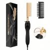 Electric Hair Straightening Brush 2 in 1 Styling Comb for Straightening and Curling Wet Dry and Synthetic Hair