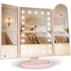 Makeup Mirror, Vanity Mirror with Lights, 2X/3X/10X Magnification, Touch Control, Trifold, Dual Power Supply, Gifts Mothers Day for Mom