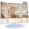 Makeup Mirror, Vanity Mirror with Lights, 2X/3X/10X Magnification, Touch Control, Trifold, Dual Power Supply, Gifts Mothers Day for Mom