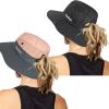Women's Outdoor UV-Protection-Foldable Sun-Hats Mesh Wide-Brim Beach Fishing Hat with Ponytail-Hole
