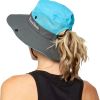 Women's Outdoor UV-Protection-Foldable Sun-Hats Mesh Wide-Brim Beach Fishing Hat with Ponytail-Hole