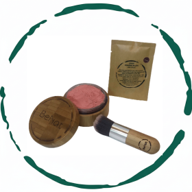 BeNat Natural Blush Loose Powder Set with Reusable Bamboo Jar, Eco-Friendly Kraft Refill Bag and Kabuki Brush - Vegan Makeup for All Skin Types (Color: Roseate)