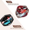 Brown checkered waterproof leather makeup square bag/flat bag 2-piece set, portable makeup travel makeup bag