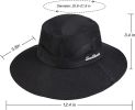 Women's Outdoor UV-Protection-Foldable Sun-Hats Mesh Wide-Brim Beach Fishing Hat with Ponytail-Hole