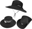 Women's Outdoor UV-Protection-Foldable Sun-Hats Mesh Wide-Brim Beach Fishing Hat with Ponytail-Hole