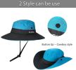 Women's Outdoor UV-Protection-Foldable Sun-Hats Mesh Wide-Brim Beach Fishing Hat with Ponytail-Hole