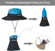 Women's Outdoor UV-Protection-Foldable Sun-Hats Mesh Wide-Brim Beach Fishing Hat with Ponytail-Hole