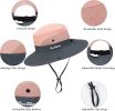 Women's Outdoor UV-Protection-Foldable Sun-Hats Mesh Wide-Brim Beach Fishing Hat with Ponytail-Hole
