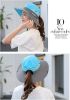Women's Outdoor UV-Protection-Foldable Sun-Hats Mesh Wide-Brim Beach Fishing Hat with Ponytail-Hole